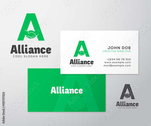 Alliance Abstract Vector Logo and Business Card Template or Mockup. 