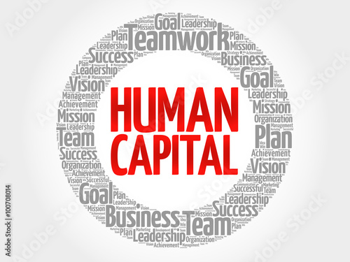 Human capital circle stamp word cloud, business concept