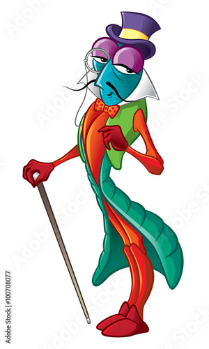 Illustration of colorful Beetle gentlemen with cane