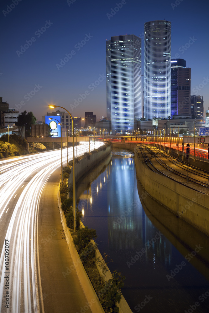 Tel Aviv. Image of Tel Aviv during twilight blue hour.
