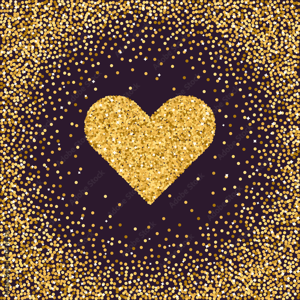Valentine's Day symbol. Heart. Gold sparkles and glitter Vector Valentine's Day symbol. Heart. Gold sparkles and glitter Vector