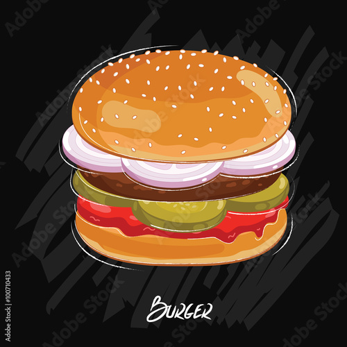 Burger vector isolated on black background