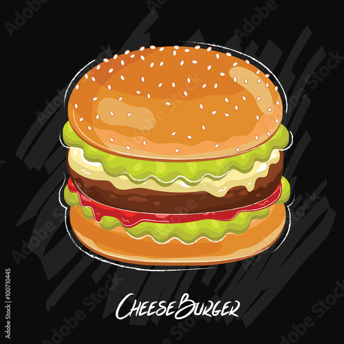 Burger vector isolated on black background