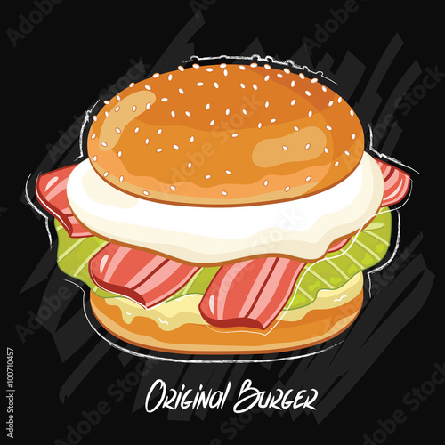 Burger vector isolated on black background