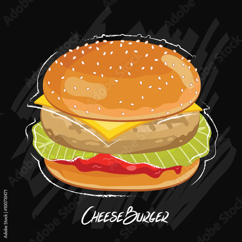 Burger vector isolated on black background