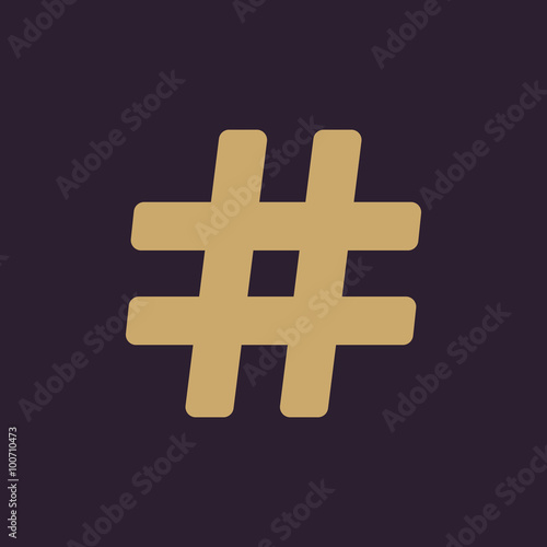 The hash icon. Hashtag symbol. Flat