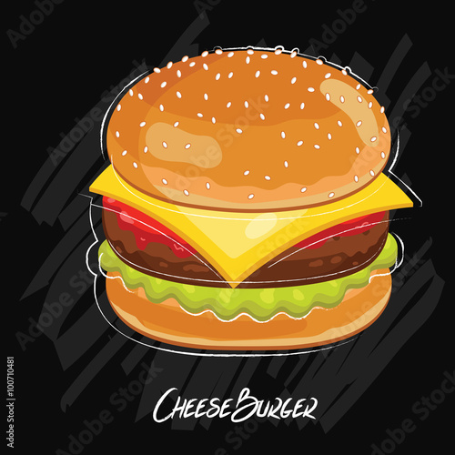 Burger vector isolated on black background