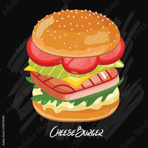 Burger vector isolated on black background