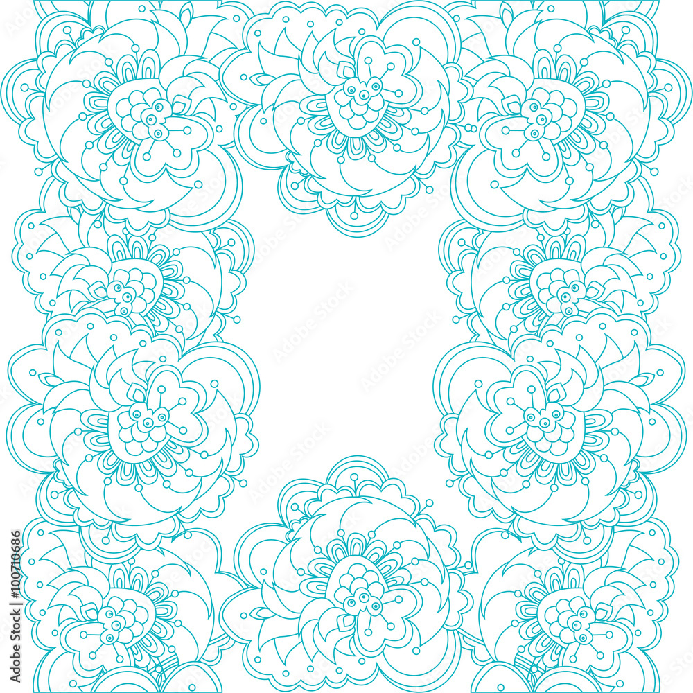 Beautiful abstract flowers ornament frame with text place. Can be used as a greeting card, wallpaper, web page background