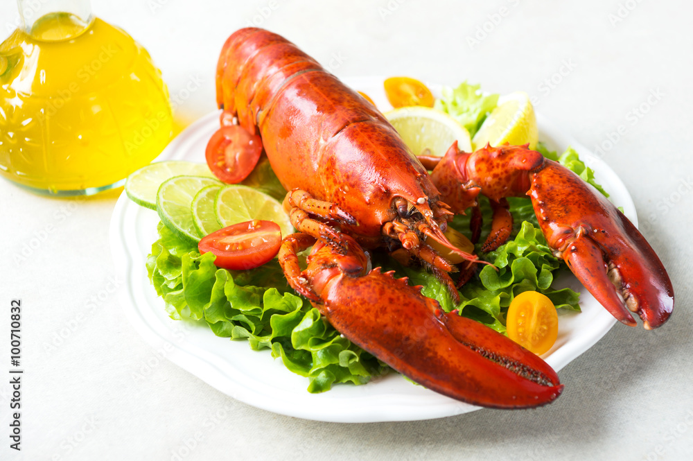 A delicious freshly boiled lobster A delicious freshly boiled lobster
