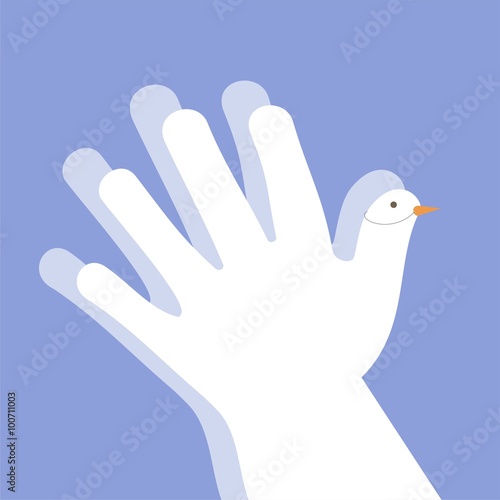 Mano-paloma blanca. Día mundial de La Paz