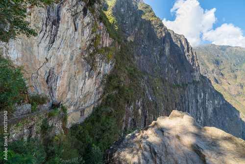 Trail leading to Inca Bridge at Machu Picchu, Peru