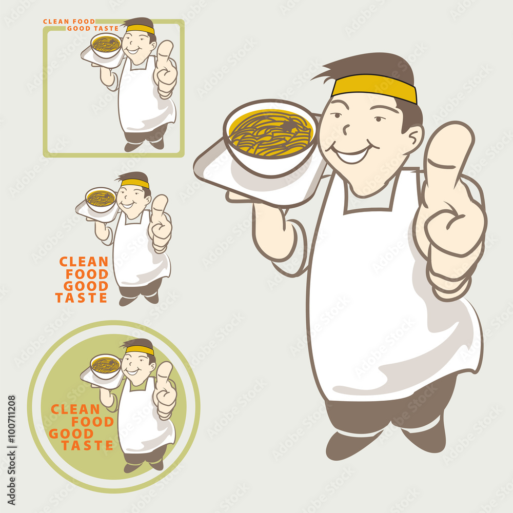 Asian Chef acting present clean food good taste Asian Chef acting present clean food good taste