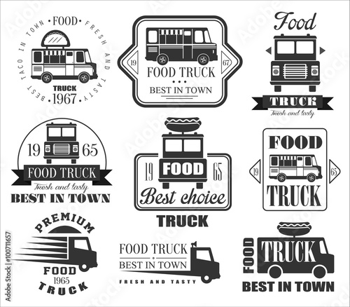 Food Truck Emblems, Icons and Badges. 