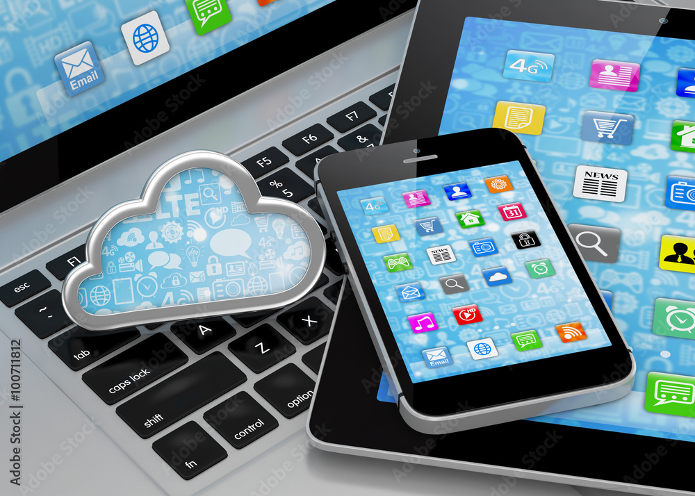 laptop, tablet pc, smart phone and cloud laptop, tablet pc, smart phone and cloud
