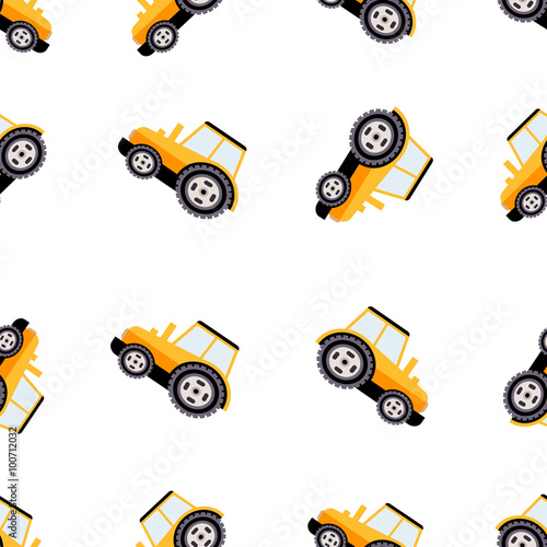 Work Trucks Seamless Pattern. Flat Vector Illustration
