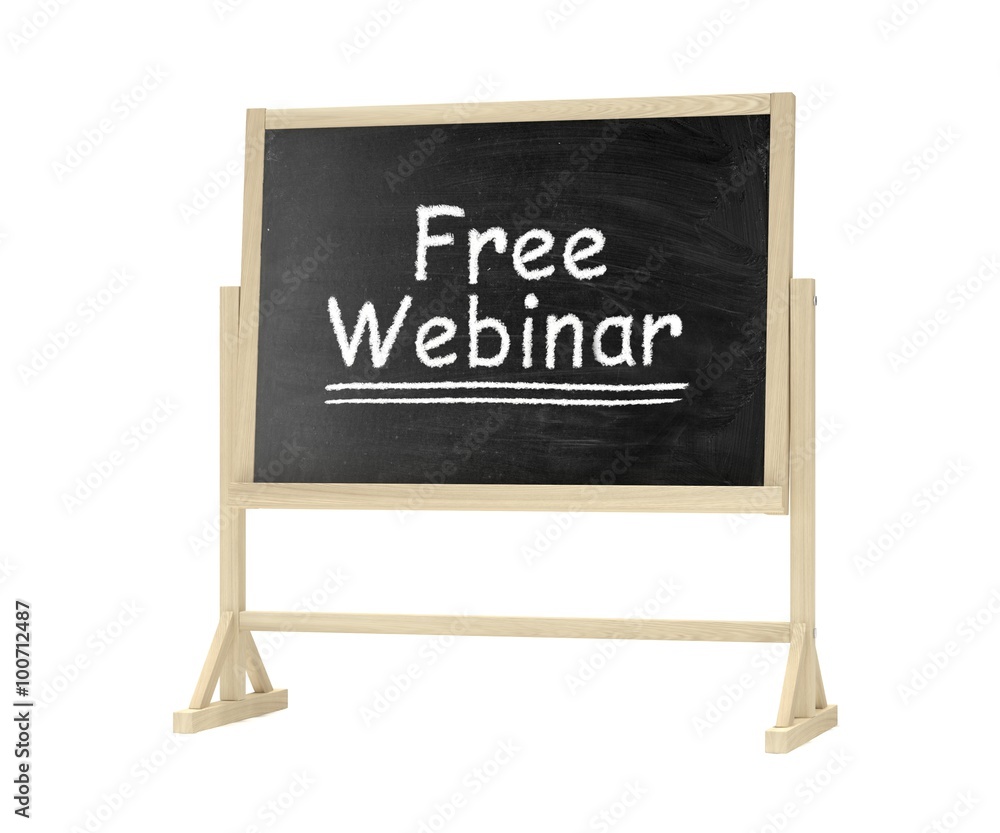 Fototapeta premium Free Webinar concept. Blackboard, chalkboard isolated on white