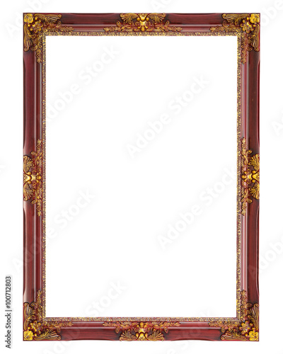 Old picture frame on white background.