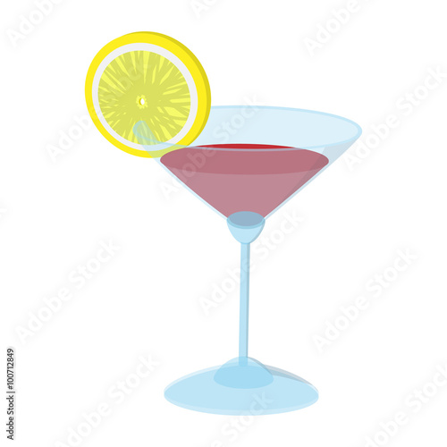 Cocktail with a lime slice cartoon icon