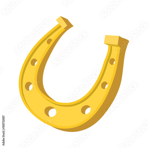 Golden horseshoes luck symbol cartoon icon 