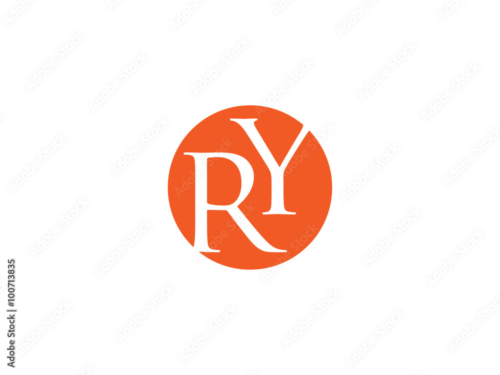 Double RY letter logo - obrazy, fototapety, plakaty 
