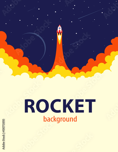 Space rocket launch. Vector illustration