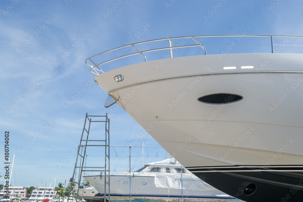 Naklejka premium Luxury yacht waiting for service and repair