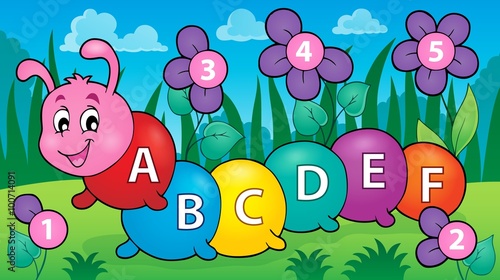 Happy caterpillar with letters theme 3