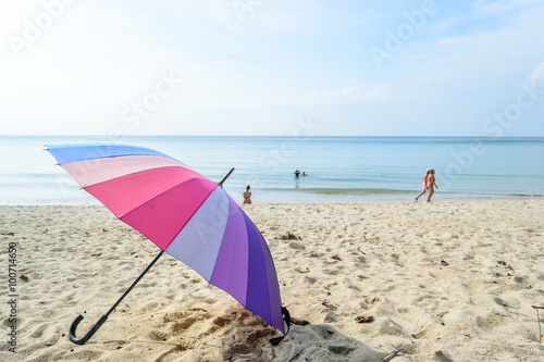 beautiful colorful umbrella on the beach © aon_skynotlimit