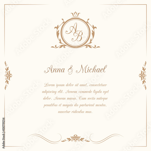 Wedding invitation with monogram
