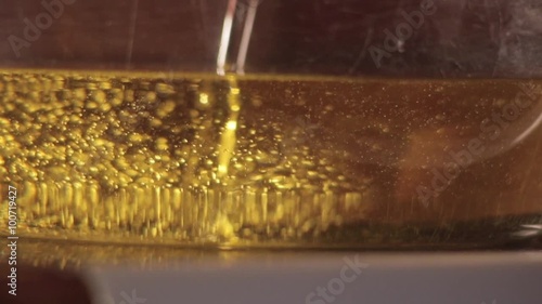 Oil boiling. hot oil in pan.