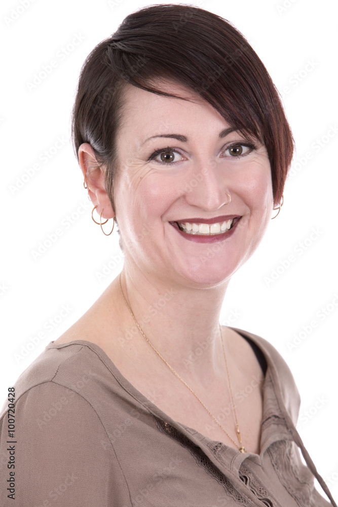 brunette woman on white background brunette woman on white background
