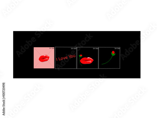 Valentine stamps black