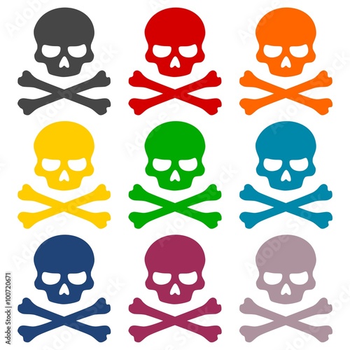 Crossbones and skull icons set