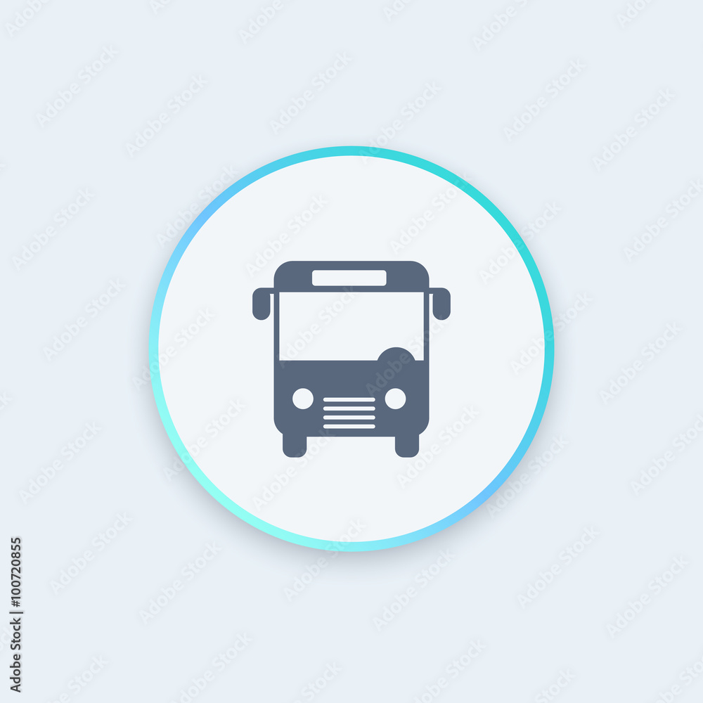 Bus icon, city public transport round icon