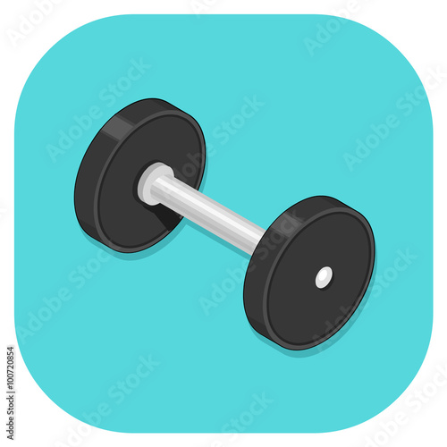 Vector illustration of an isometric strength training fitness dumbbell. 
Isometric Gym Dumbbell icon illustration - strength and fitness concept.