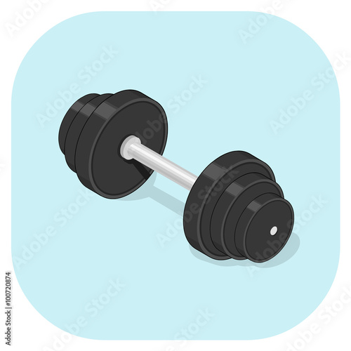 Vector illustration of an isometric strength training fitness dumbbell. 
Isometric Gym Dumbbell icon illustration - strength and fitness concept.