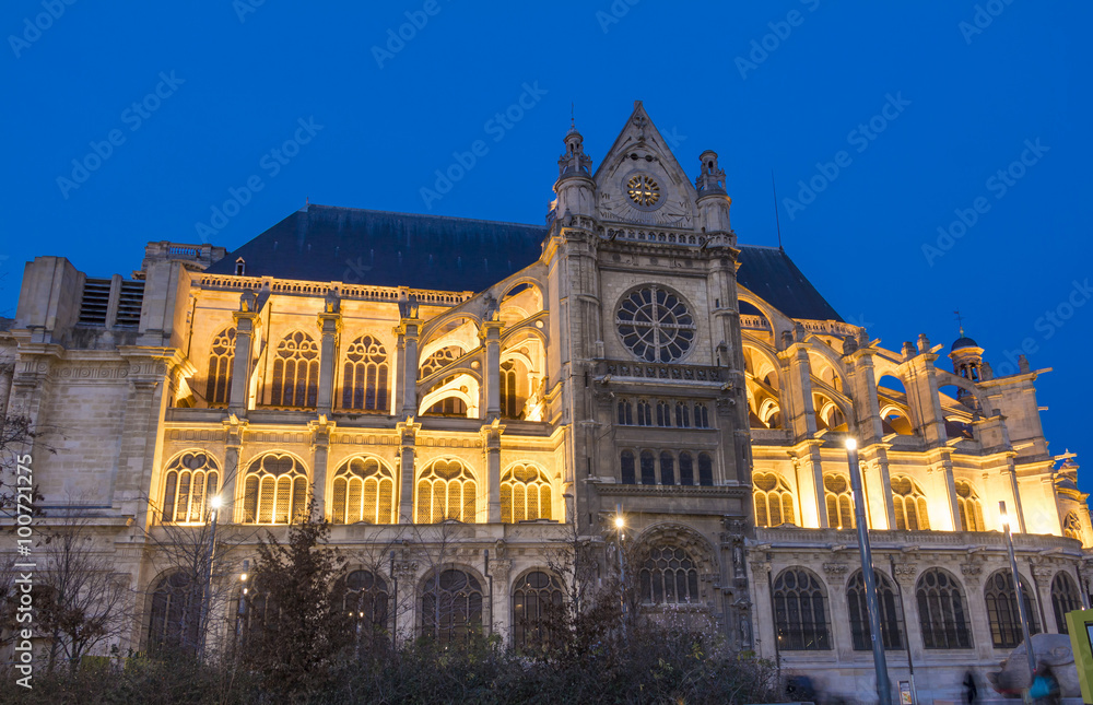 The church of Saint Eustace in evening, Paris, France.