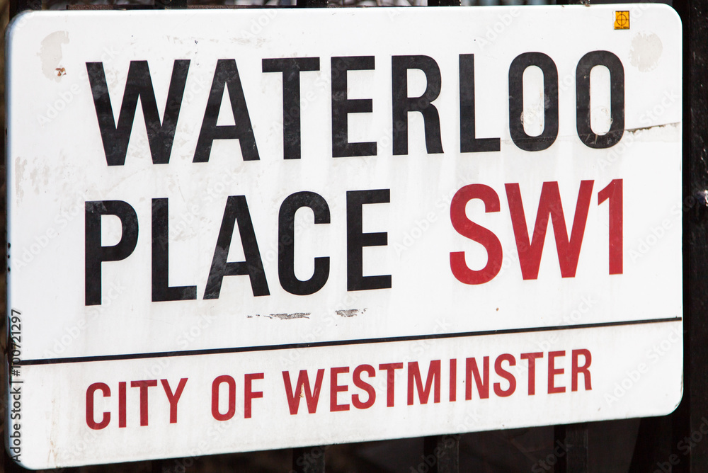 Waterloo place road sign Waterloo place road sign
