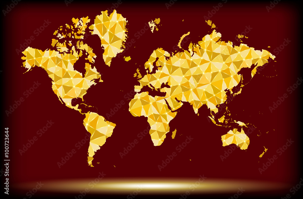 Gold Map world polygon pattern, vector design Stock Vector | Adobe Stock