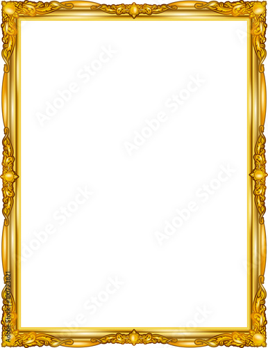 gold photo frame floral for picture, vector