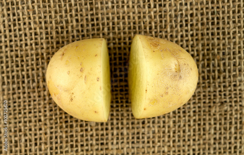 Perfectly cut in half potato pieces
