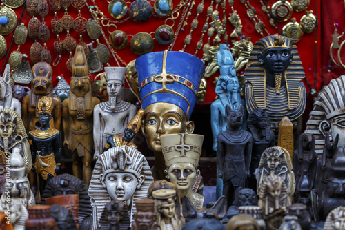 Statues of Egyptian Pharaoh in market,Egyptian traditional cultu