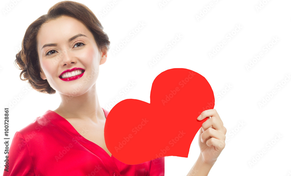 woman beauty red heart valentine's love woman beauty red heart valentine's love