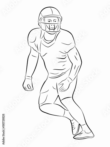 american football player, vector drawing