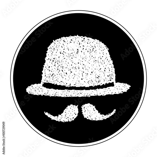 Simple doodle of a bowler hat and moustache