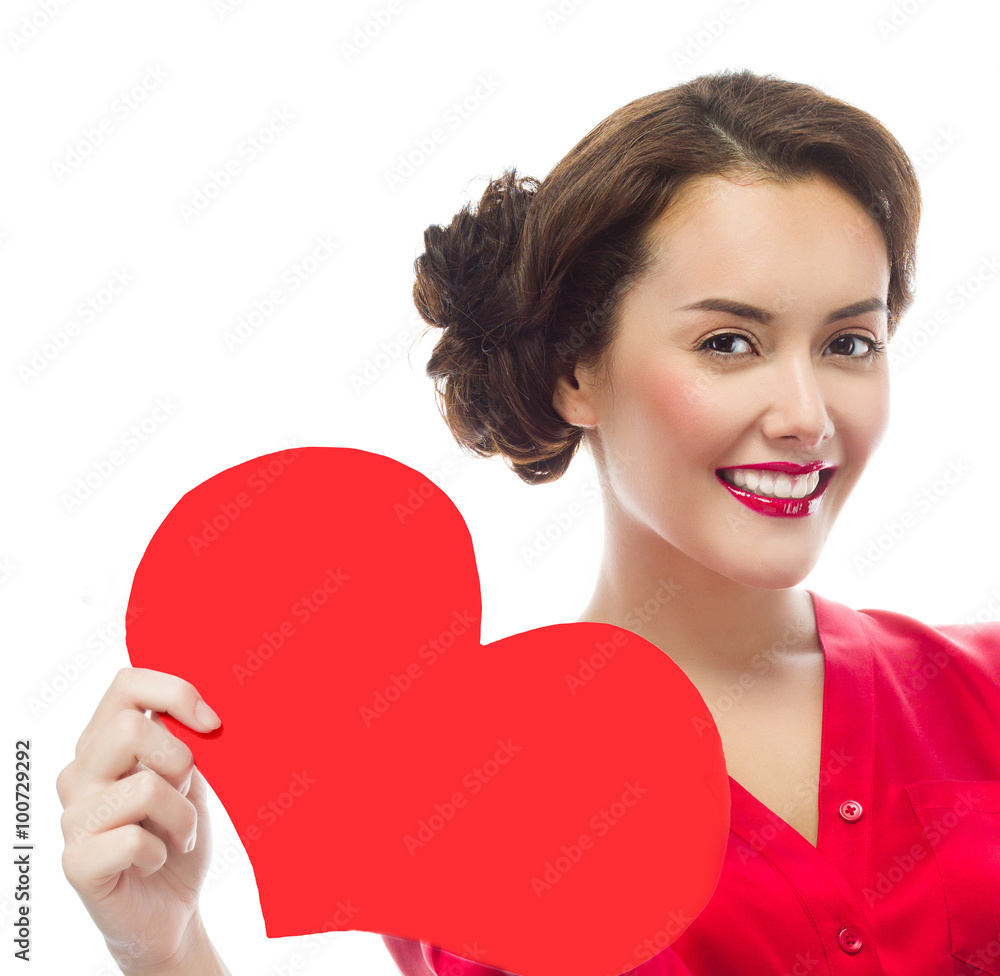 woman beauty red heart valentine's love