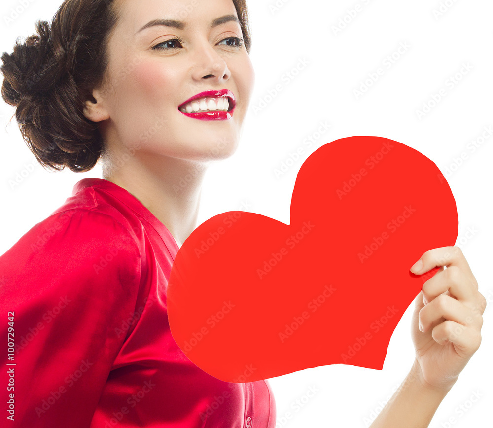 woman beauty red heart valentine's love woman beauty red heart valentine's love