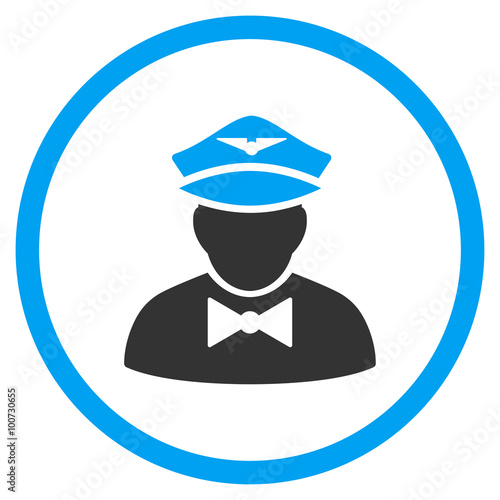 Airline Steward vector icon. Style is bicolor flat circled symbol, blue and gray colors, rounded angles, white background.