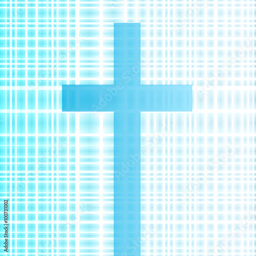 Cross with bright white and blue background vector abstract Chri